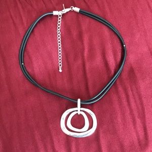 Black and Silver Short Pendant Statement Necklace